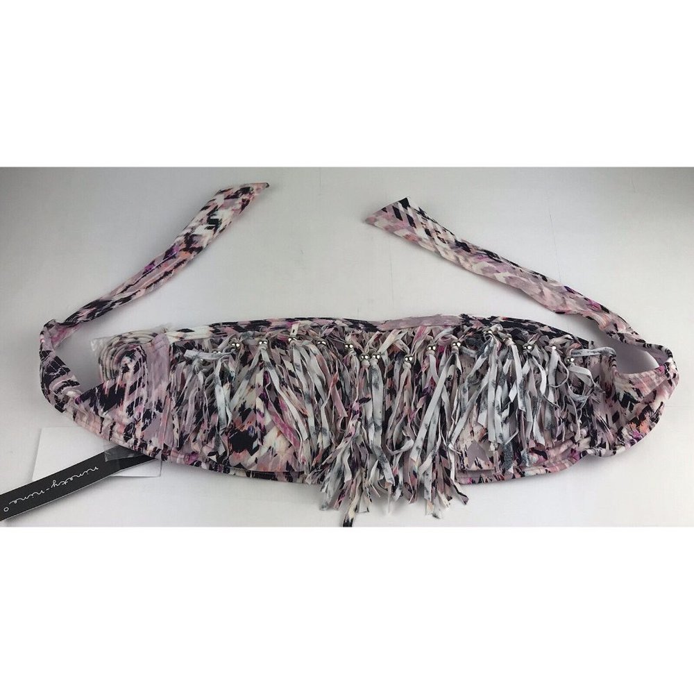 Ninety Nine Bikini Top Size Medium Fringe Beaded Southwest‎ Chevron Purple Black